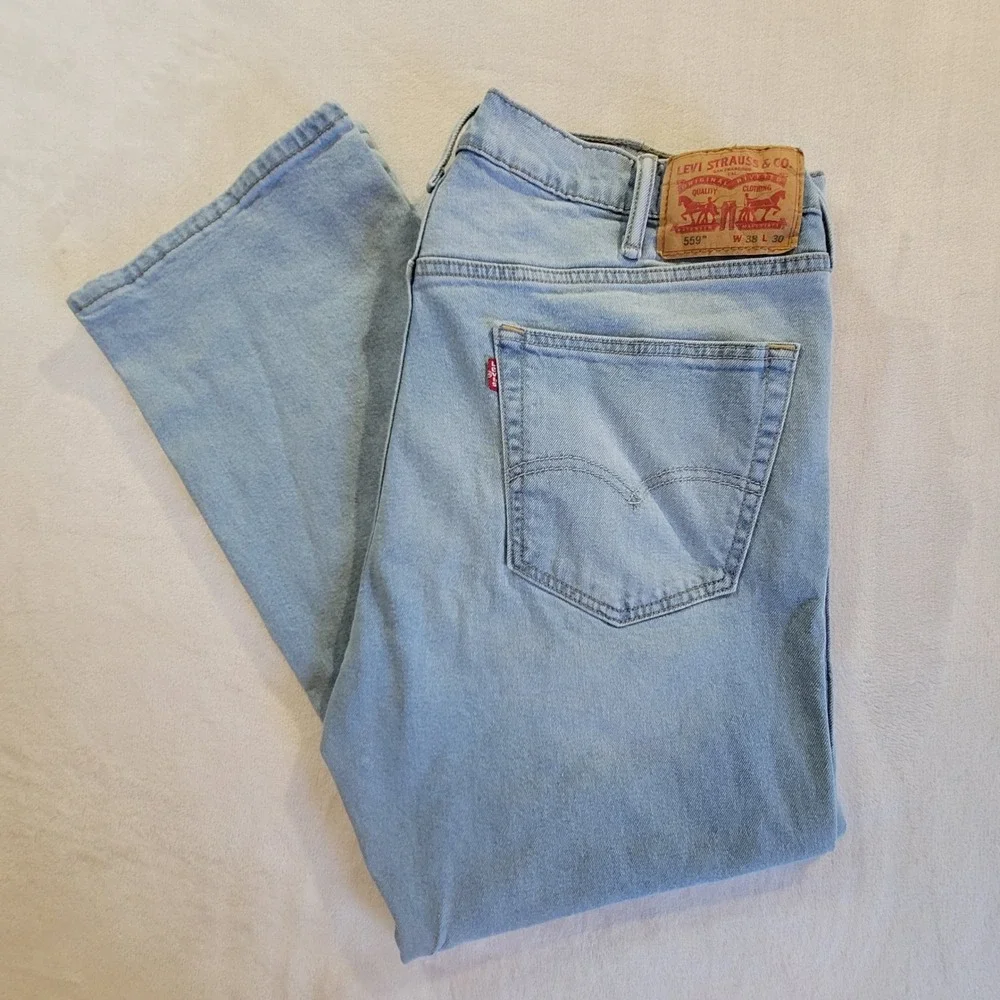 Levi's 559 Relaxed Straight Jeans Mens 38x30 Light Wash Denim Classic Fit